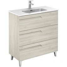 Royo - Ensemble de meubles de salle de bains avec 3 tiroirs compacts vitale Couleur : Blanc Nature - Options : Ensemble complet - Taille : 80 cm