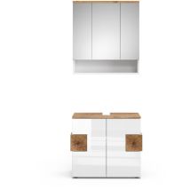 Vicco - Ensemble de meubles de salle de bain Eden, Blanc, 2 parties