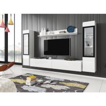 Bratex - Ensemble de meubles de salon vera ii, ensemble de meubles de salon, sans éclairage led, couleur blanc/blanc brillant