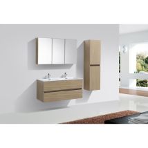 Ensemble de meubles salle de bain design siena largeur 144 cm chêne clair texturé
