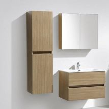 Stano. - Ensemble de meubles salle de bain design siena largeur 80 cm chêne clair texturé