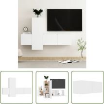 Asupermall - The Living Store Ensemble de meubles tv 3 pcs Blanc Bois d'ingénierie - Meuble Tv Mural - Meuble Tv Blanc - Ensemble Meuble Tv - Support