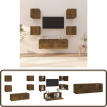 Vidaxl - Ensemble de meubles tv muraux Chêne fumé Bois d'ingénierie - Meuble Tv Mural - Meuble Tv Suspendu - Étagère Murale - Rangement Mural - Déco