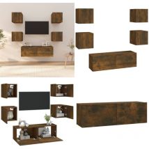 Vidaxl - Ensemble de meubles tv muraux Chêne fumé Bois d'ingénierie - Meuble Tv Mural - Meuble Tv Suspendu - Étagère Murale - Rangement Mural - Déco