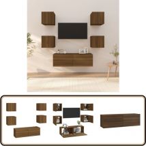 Ensemble de meubles tv muraux Chêne marron Bois d'ingénierie - Meuble Tv Mural - Meuble Tv Suspendu - Étagère Murale - Rangement Mural - Déco Murale