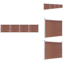 Ensemble de panneau de clôture wpc 699x146 cm Marron - Clôture Jardin - Clôture Composite - Clôture Bois Plastique - Clôture Marron - Clôture Moderne