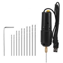 Ensemble de perceuses en résine, mini perceuse électrique avec 10 forets pour bijoux, produits en aluminium, fabrication de porte-clés en bois,