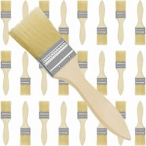 Ensemble de pinceaux de peinture 5 cm (lot de 24) - Pinceaux en bois professionnels pour peinture, teintures, vernis, colle - Ensemble de pinceaux de