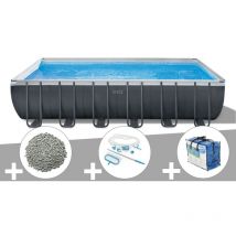 Intex - Kit piscine tubulaire Ultra xtr Frame rectangulaire 7,32 x 3,66 x 1,32 m + Bâche à bulles + 20 kg de zéolite + Kit d'entretien