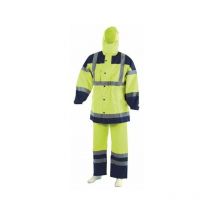 Ensemble de pluie haute visibilite jaune fluo - bleu taille xl