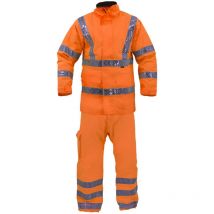 Ensemble de pluie veste et pantalon haute visibilité imperméable Tex Light Taille - L Orange