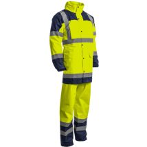 Euro Protection - Ensemble De Pluie Coverguard Hydra Jaune Hv / Marine Taille S 100% Polyester