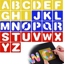 Ensemble de pochoirs à lettres de 26 pièces, pochoirs d'alphabet d'art réutilisables pour panneaux en bois, peinture, bricolage et artisanat