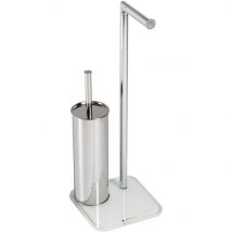 Idralite - Ensemble de porte-papier et porte-brosse sur pied en verre blanc mod. Zero