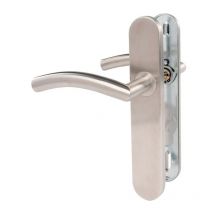 Ensemble de porte sur plaque - Bec de cane - Inox brossé Exem