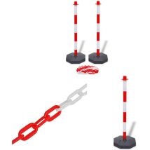 Ensemble de poteaux de balisage à chaîne 10 m Plastique - poteau de balisage à chaîne - poteaux de balisage à chaîne - Home & Living