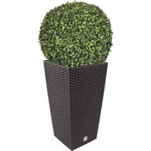Ensemble de pots Rato 35 litres avec insert 28,7 x 28,7 x 55 cm de couleur ocre foncé + boule de buis diamètre 36 cm