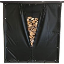 Quick-star - Ensemble de protection contre les intempéries Mur avant et arrière pvc Noir pour support de bois de chauffage 143x70x145 cm
