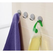 Ensemble de quatre cintres en acier pose adhésive Feridras 700018 acier inoxydable brossé