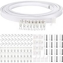 Ensemble de rails de rideaux pour plafond de maison, 5m, montage supérieur, tringle de fenêtre pliable, adapté aux rideaux à courbe droite,