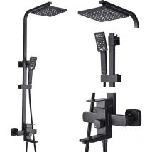 Suguword - Colonne de douche noir pommeau de douche à effet pluie avec abs douchette à main robinet de douche à effet pluie de luxe mitigeur chaud et