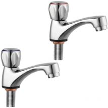 Fontastock - urbel FSKFGB004 Set de 2 Robinetterie simple pour lavabo, Eau froide/Eau chaude, Supports de fixation, Poignée de Zinc et Corps de laiton