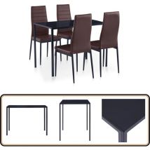 Ensemble de salle à manger 5 pcs Marron - Table à Manger - Ensemble Repas - Meuble Salle à Manger - Mobilier Dining Room - Set Table Et Chaises