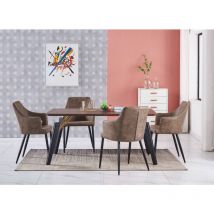 Life Interiors - Ensemble de salle à manger Cosmo lux Zarah - une table à manger en bois de noyer et un ensemble de 4 chaises de salle à manger en