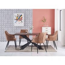 Life Interiors - Ensemble de salle à manger Duke lux Zarah - une table à manger en bois de noyer et un ensemble de 4 chaises de salle à manger en