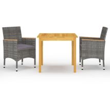 Ensemble Table Et Chaise De Jardin 3 Pcs - Ensemble De Salle À Manger De Jardin Gris Bv556109 - Bonnevie