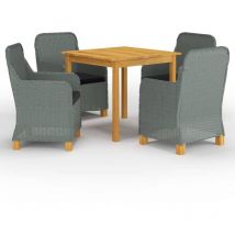 Ensemble de salle à manger de jardin 5 pcs Gris clair