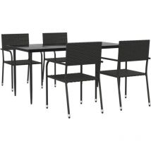 Mobilier à dîner de jardin 5 pcs Noir Résine tressée
