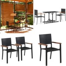 Ensemble à manger de jardin 3 pcs Noir - Ensemble Salon De Jardin - Mobilier De Jardin - Table De Jardin - Chaises De Jardin - Table Et Chaises De