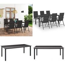 Vidaxl - Ensemble à manger de jardin 7 pcs noir - Ensemble Salon De Jardin - Meuble De Jardin - Table Et Chaises - Table De Jardin - Chaises De