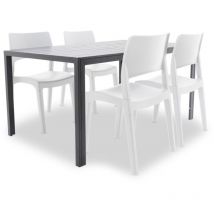 Frankystar - Ensemble de salle à manger d'extérieur avec table Giano et 4 chaises Klik/Klak blanches