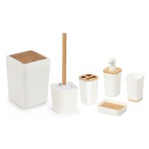 Ensemble de salle de bain 6 pièces en bambou Crème Herzberg HG04463