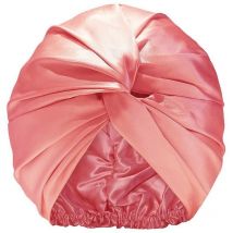 Ensemble de salle de bain, bonnet de sommeil en soie pour cheveux frisés, bonnet de sommeil en soie, se fixe sur la tête (Couleur rose)