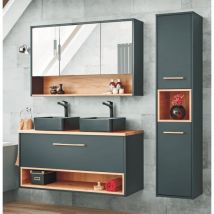 Azura Home Design - Ensemble de salle de bain Borneo Cosmos - 2 vasques, 1 colonne