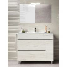 Ensemble de salle de bain Caprera 2 tiroirs et une porte - 9 couleurs différentes - 15 dimensions - Avec meubles, lavabo et miroir - Blanc Nordique