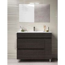 Ensemble de salle de bain Caprera 2 tiroirs et une porte - 9 couleurs différentes - 15 dimensions - Avec meubles, lavabo et miroir - Chêne Sinatra