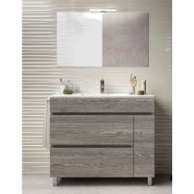 Ensemble de salle de bain Caprera 2 tiroirs et une porte - 9 couleurs différentes - 15 dimensions - Avec meubles, lavabo et miroir - Chêne Smoky