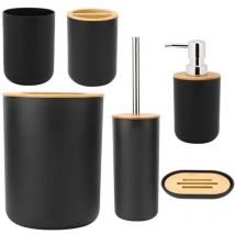 Ensemble de salle de bain coleur de Noir 6 pièces Ensemble d'accessoires de salle de bain