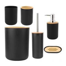 Ensemble de salle de bain coleur de Noir 6 pièces Ensemble d'accessoires de salle de bain