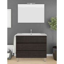 Ensemble de salle de bain Imperia 3 tiroirs – 10 couleurs différentes – 15 dimensions – Meuble, lavabo et miroir – Chêne Sinatra 50x40Cm