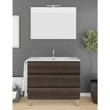 Ensemble de salle de bain Imperia 3 tiroirs – 10 couleurs différentes – 15 dimensions – Meuble, lavabo et miroir – Fresne tea 50x40Cm