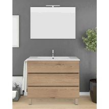 Ensemble de salle de bain Imperia 3 tiroirs – 10 couleurs différentes – 15 dimensions – Meuble, lavabo et miroir – Sable 80x40Cm