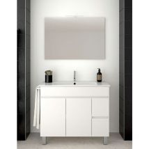 Ensemble de salle de bain Isquia 2 tiroirs et deux portes – 7 couleurs différentes – 15 dimensions – Meuble, lavabo et miroir – Blanc 120x45Cm 1