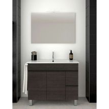 Ensemble de salle de bain Isquia 2 tiroirs et deux portes – 7 couleurs différentes – 15 dimensions – Meuble, lavabo et miroir – Chêne Sinatra 80x40Cm