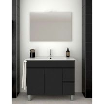 Ensemble de salle de bain Isquia 2 tiroirs et deux portes – 7 couleurs différentes – 15 dimensions – Meuble, lavabo et miroir – Graphite 90x45Cm