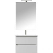 Mennza - Ensemble de salle de bain lerma meuble suspendu blanc brillant 60 cm